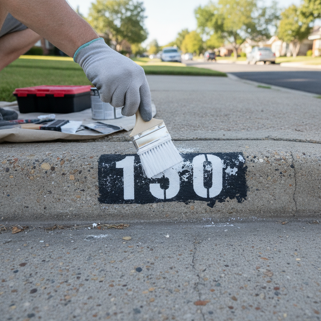 Curb Number painting Restoration